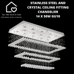 Stainless Steel And Crystal Ceiling Fitting Chandelier - 14 X 50W GU10