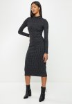 Turtleneck Midi Dress - Black