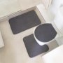 Luxury Foam 3-PIECE Bath Mat Set Charcoal