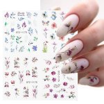 4-IN-1 Nail Stickers Spring Summer Watercolor Flower Nail Stickers Blooming Abstract Leaf Tattoo Decals Slider Manicure Nail Dec