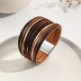 1PC Bohemian Multilayer Gradient Pu Magnetic Clasp Bracelet Retro Style Hip Hop Personality Wide Leather Wrap Wristband Jewelry