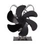 Stove Fan Wood Fireplace Chimney Silent Warm Air Black 6 Blade