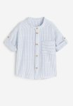 Grandad Cotton Shirt - White Blue
