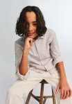 Cotton Shirt - White & Beige Striped