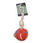 Multicoloured Rubber Ball & Rope Dog Toy