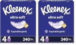 Kleenex Ultra Soft Facial Tissues 4 Cube Boxes 60 Tissues Per Box 3-PLY 240 Total Tissues Packaging May Vary Pack Of 2