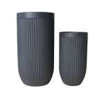Flute Tall Japi Planter In Lead - Large