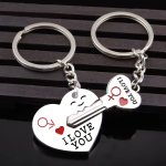 2PCS SET Valentine's Day Gift Love Keychains Cute Heart Key Keychain Couple Key Ring Lovers Key Chain For Women Men