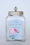 Square Glass Jar Silver Lid Porc. Knob 27X16X16CM