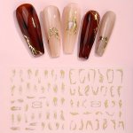 2 Sheet Golden Bronzing Line Design Nail Art Stickers Self Adhesive Nail Art Decals For Nail Art Decoration Nail Art Supplies Fo