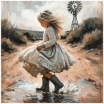 Stretched Canvas Twirling Girl