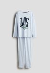 Cotton Jersey Pyjamas - Light Blue Print-motif