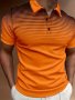 Men's Summer Casual Short Sleeve Shirt With Buttons And Collar Orange Mesh Print Sports Style Top For Golf/tennis/office