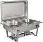 Good Mama Rectangular Double Pan Chaffing Dish 10 Litre Stainless Steel - Chafing Dish With Two Food Pans Removable Lid One Steam Pan