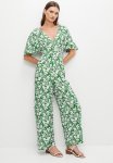 Short Sleeve Empire Jumpsuit - Green Garden