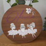 Wooden Name Board In Theme Purple Ballerina Dance