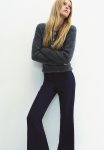 Flared Tailored Trousers - Navy Blue