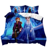 Frozen Elsa & Anna 3D Printed King Size Bed Duvet Cover Set Blue