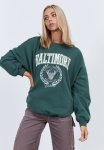 Slouchy Premium Graphic Crew - Fern baltimore Crest