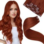 Laavoo Clip In Hair Extensions Auburn Brown Natural Human Hair Extensions Real Clip In Extensions Human Hair Double Weft 12 Inch