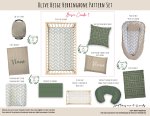 Cot Duvet Bedding Olive Beige Herringbone Pattern Set Neutral