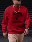 Death Row Records Graphic Print Men's Long Sleeve Crew Neck Sweatshirt Trendy Pullover Sweatshirt Casual Comfortable Versatile T