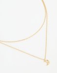 Waterproof Gold Plated Stainless Steel Moon Pendant Layered Necklace