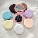 2-IN-1 Portable Folding Hair Comb With Makeup Mirror - Compact Air Cushion Design For All Hair Types - Durable Abs Plastic