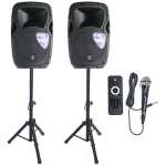 Imix Party 12A 12" Active Speaker Set W Stands And MIC - A1 Sound