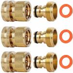 Shownew Quick Connect Hose Fitting Solid Brass Garden Hose Quick Connectors 3 4 Inch Thread No-leak Water Hose Repair Fittings M