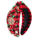 Christmas Headband For Women Christmas Accessories Xmas Bow Reindeer Snowflake Headband Red Green Jeweled Rhinestone Pearl Knott