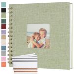 Scrapbook Photo Album 8X8 Inches 40 Pages Hardcover Kraft Paper Linen Cover Scrap Book Memory Book Diy Scrapbook Albums For Wedd