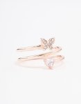 Rose Gold Plated Heart Butterfly Wrapped Ring - M l