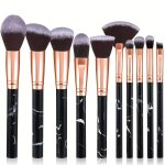10PCS Marble Makeup Brushes Tool Cosmetic Powder Eye Shadow Foundation Blush Blending Beauty Make Up Brush For Makeup Starters L