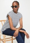Edit Button Detail Back Tee - Navy & White
