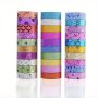 10 Rolls Golden Glitter Tapes Decorative Stickers 1.5CM 3M Waterproof Self-adhesive Stickers Tapes