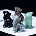 1PC 3.5CM 1.38IN Crystal Carving Wolf Pocket Decoration Bare Stone Home Decoration