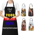 Personalized Aprons For Men Women With 2 Pockets Custom Apron Design Your Text Photo Name Logo Adjustable Waterproof Chef Cookin