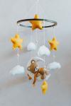 Sleepy Bear Gold Stars - Felt Baby Mobile