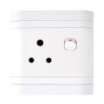 Lesco Single Three-pin Wall Plug White H100XW100
