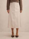 Isla Vegan Leather Midi Skirt - 16 Bone