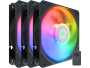 Cooler Master Sickleflow 120MM Argb New Blade Design Enhanced Fan Frame Sealed Bearing 62CFM 3 Pack Fans - Controller Incl