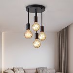 1PC Black 4-LAMP Ceiling Light Pendant Modern Artificial Satellite Design E27 Bulb Base Bedroom Kitchen Living Room Corridor Lig