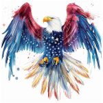 Dopetattoo America Flag Tattoo 6 Sheets Temporary Tattoos America Eagle Watercolor Temporary Tattoo Neck Arm Chest For Women Men