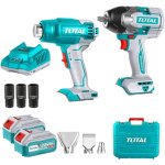 Total Tools Total - 20V Impact Wrench 850NM With Heat Gun 2 X 4AH Battery And Charger