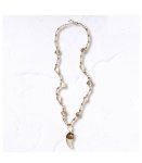 Love Print Horn Beaded Necklace - Cream Free