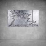 Oriental Tree Wall Art - 1040 X 535 X 20 Matt Silver Indoor