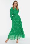 Modest Frill Collar Maxi Dress - Green