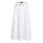 Button Detail A-line Skirt -white
