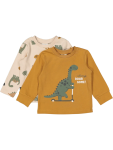 Dino Print Baby Long Sleeve T-shirts - 12 18 Mths Yellow